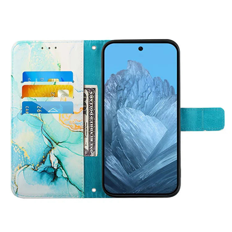 YB Pattern Printing Leather Series-5 For Google Pixel 9 Case Wallet Stand Phone Cover Marble Pattern