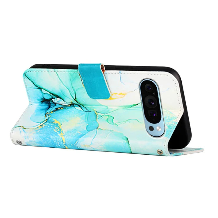 YB Pattern Printing Leather Series-5 For Google Pixel 9 Case Wallet Stand Phone Cover Marble Pattern