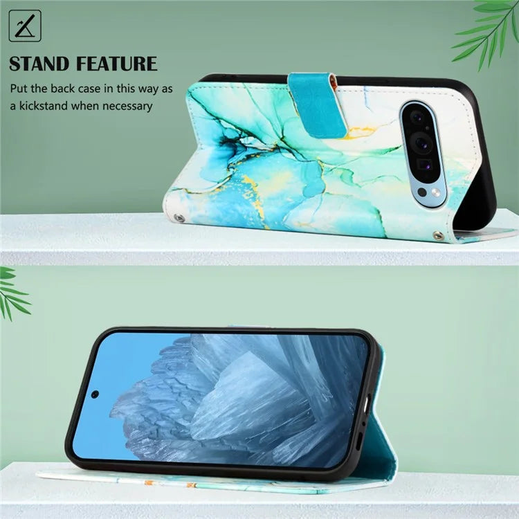 YB Pattern Printing Leather Series-5 For Google Pixel 9 Case Wallet Stand Phone Cover Marble Pattern