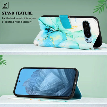 YB Pattern Printing Leather Series-5 For Google Pixel 9 Case Wallet Stand Phone Cover Marble Pattern