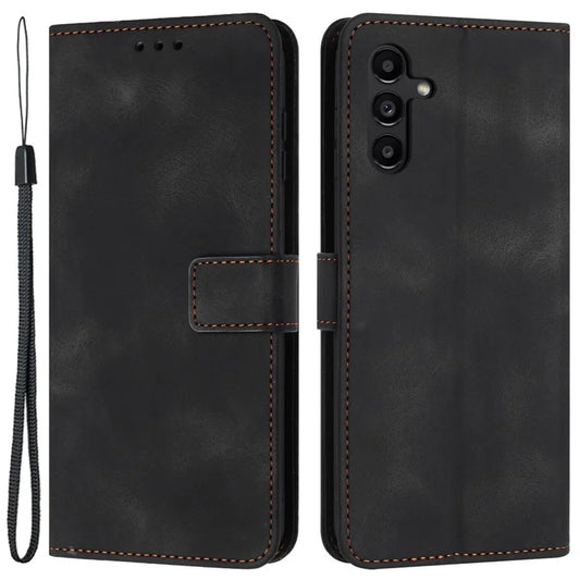 For Samsung Galaxy A34 5G Leather Case Solid Color Stand Wallet Cellphone Shell