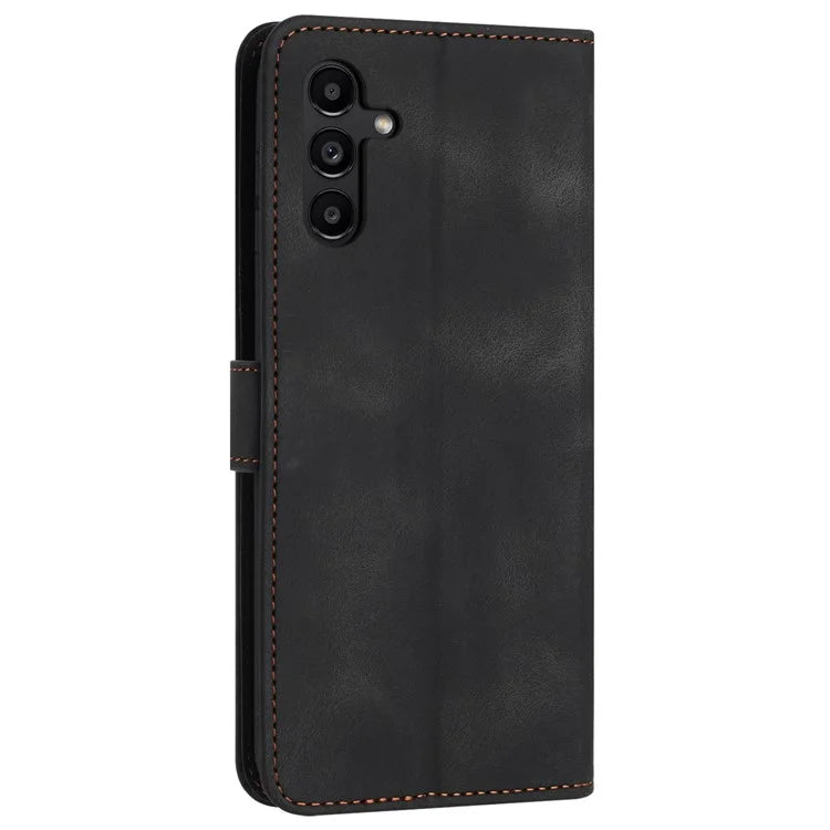 For Samsung Galaxy A34 5G Leather Case Solid Color Stand Wallet Cellphone Shell