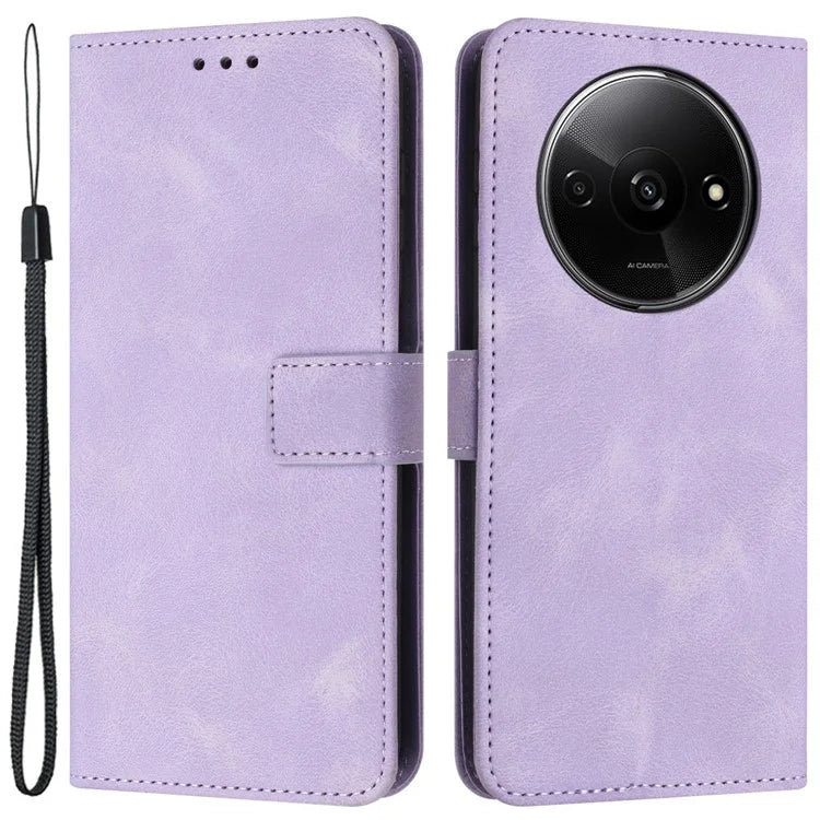 For Xiaomi Redmi A3 Case Solid Color PU Leather Stand Magnetic Closure Phone Cover