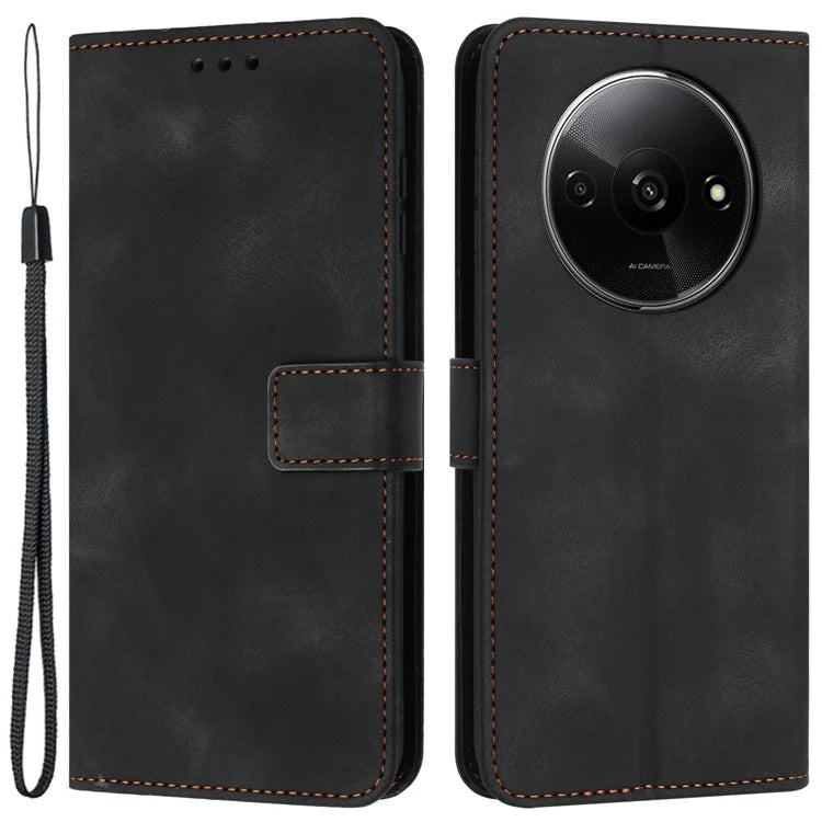For Xiaomi Redmi A3 Case Solid Color PU Leather Stand Magnetic Closure Phone Cover