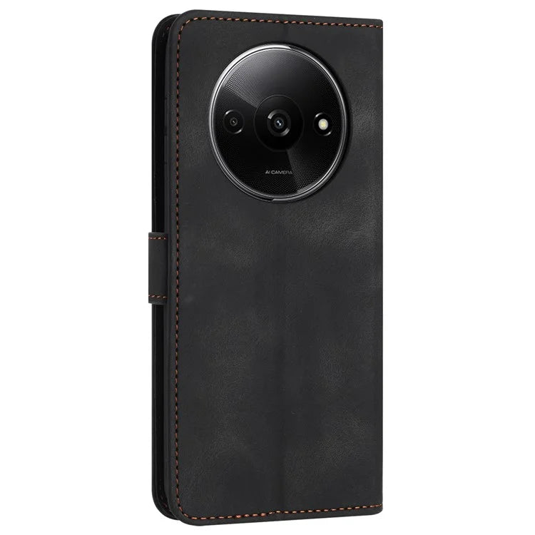 For Xiaomi Redmi A3 Case Solid Color PU Leather Stand Magnetic Closure Phone Cover