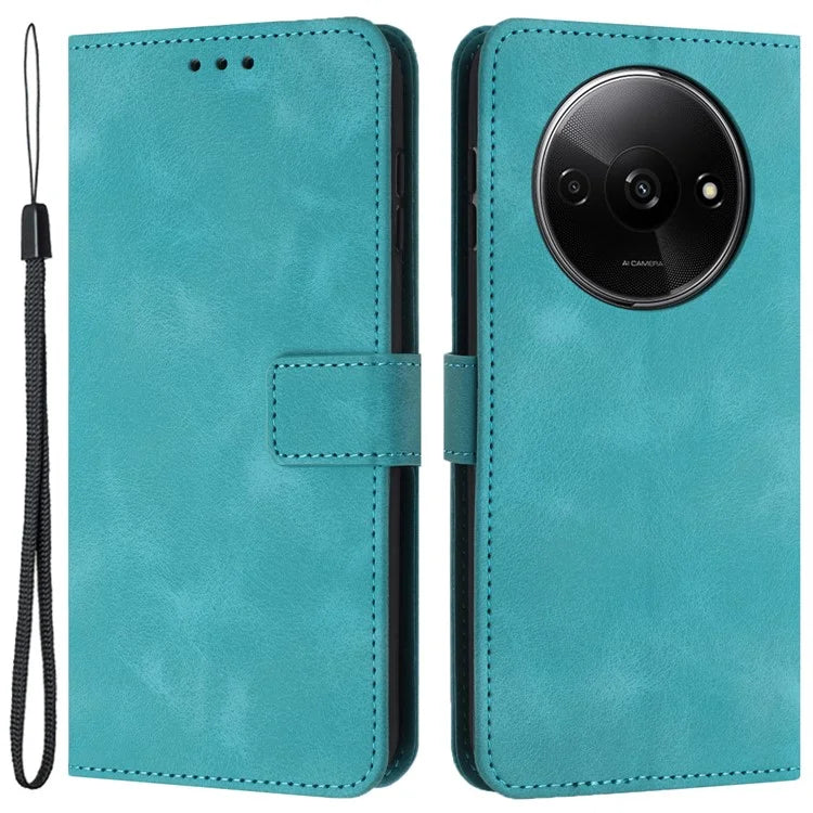 For Xiaomi Redmi A3 Case Solid Color PU Leather Stand Magnetic Closure Phone Cover