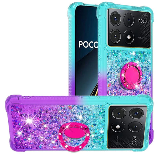 YB Quicksand Series-8 for Xiaomi Poco X6 Pro 5G / Redmi K70E 5G TPU Case Kickstand Gradient Phone Cover