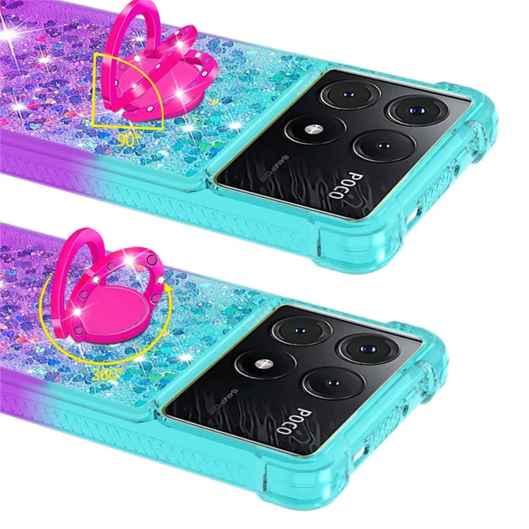 YB Quicksand Series-8 for Xiaomi Poco X6 Pro 5G / Redmi K70E 5G TPU Case Kickstand Gradient Phone Cover