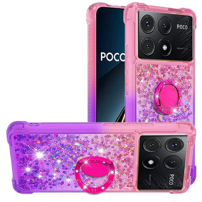 YB Quicksand Series-8 for Xiaomi Poco X6 Pro 5G / Redmi K70E 5G TPU Case Kickstand Gradient Phone Cover
