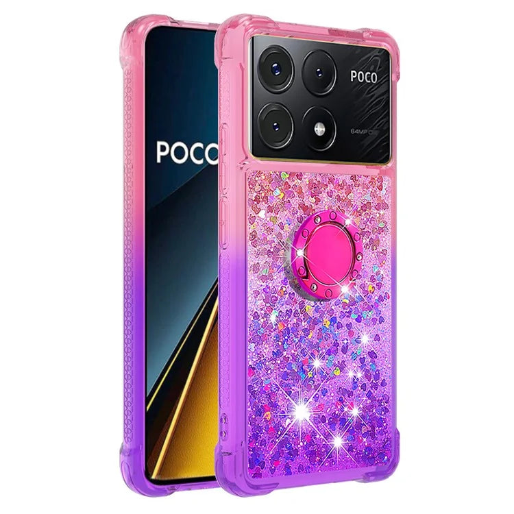 YB Quicksand Series-8 for Xiaomi Poco X6 Pro 5G / Redmi K70E 5G TPU Case Kickstand Gradient Phone Cover