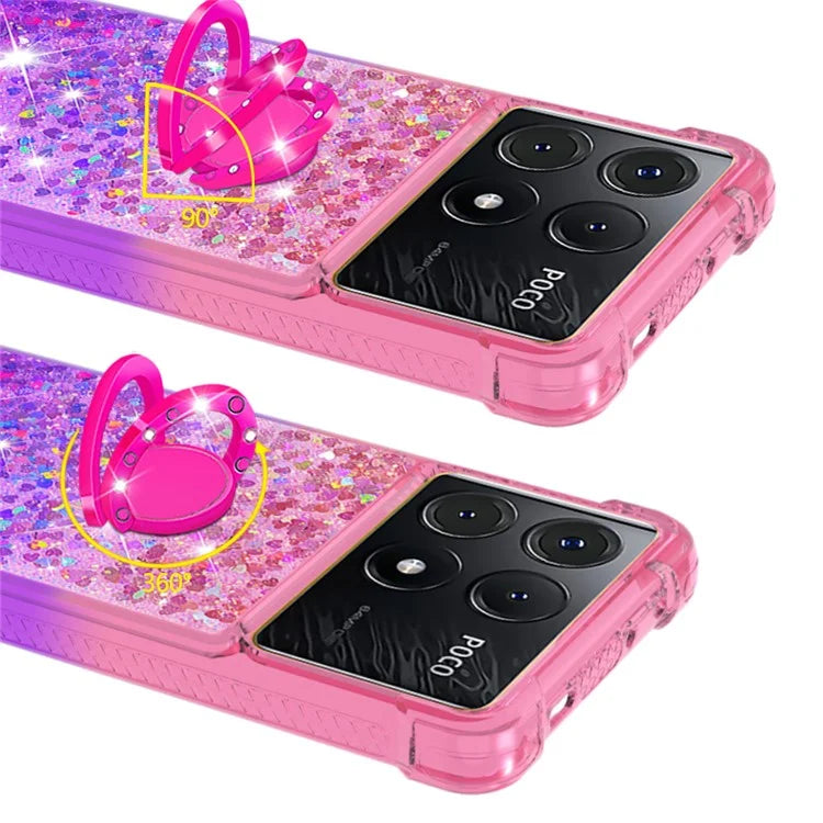 YB Quicksand Series-8 for Xiaomi Poco X6 Pro 5G / Redmi K70E 5G TPU Case Kickstand Gradient Phone Cover