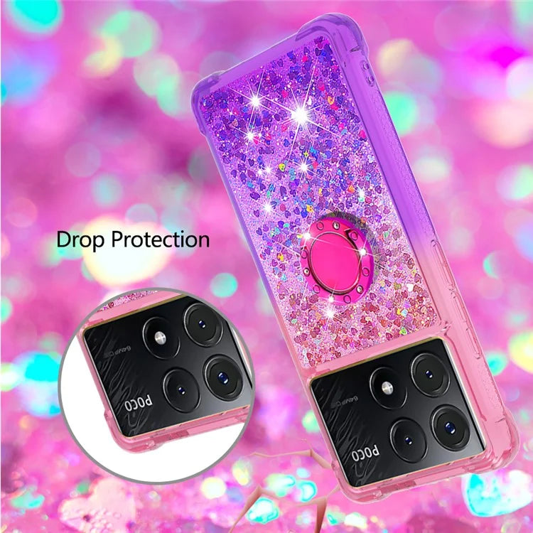 YB Quicksand Series-8 for Xiaomi Poco X6 Pro 5G / Redmi K70E 5G TPU Case Kickstand Gradient Phone Cover