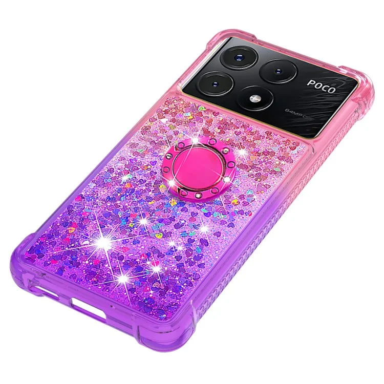 YB Quicksand Series-8 for Xiaomi Poco X6 Pro 5G / Redmi K70E 5G TPU Case Kickstand Gradient Phone Cover