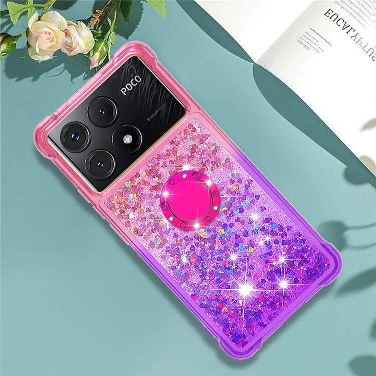 YB Quicksand Series-8 for Xiaomi Poco X6 Pro 5G / Redmi K70E 5G TPU Case Kickstand Gradient Phone Cover