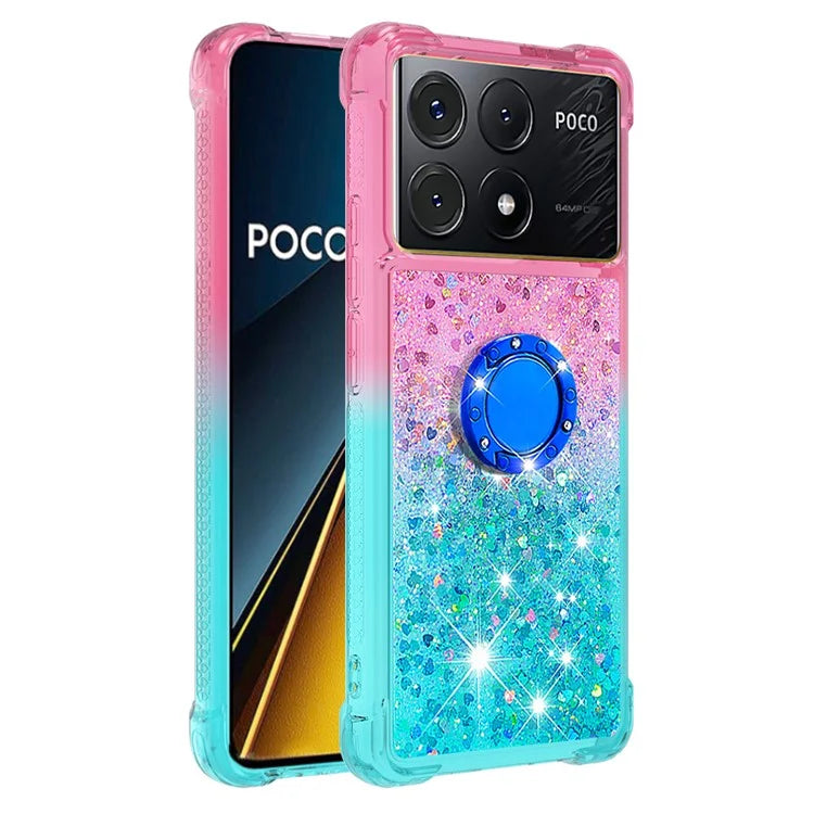 YB Quicksand Series-8 for Xiaomi Poco X6 Pro 5G / Redmi K70E 5G TPU Case Kickstand Gradient Phone Cover