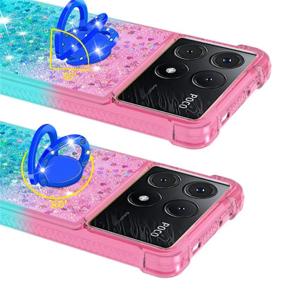 YB Quicksand Series-8 for Xiaomi Poco X6 Pro 5G / Redmi K70E 5G TPU Case Kickstand Gradient Phone Cover
