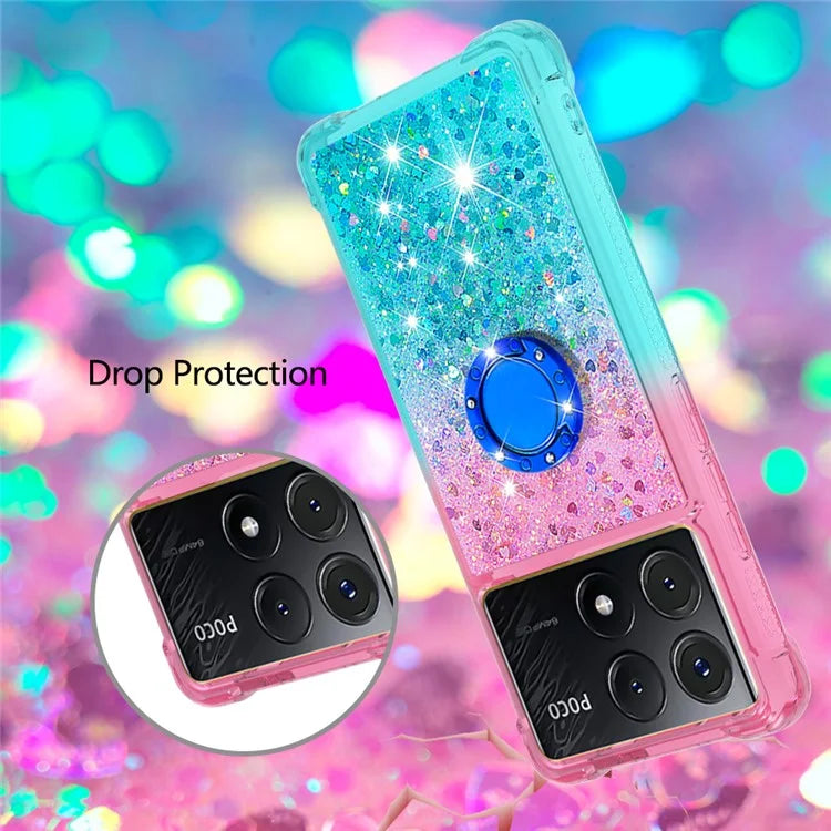 YB Quicksand Series-8 for Xiaomi Poco X6 Pro 5G / Redmi K70E 5G TPU Case Kickstand Gradient Phone Cover