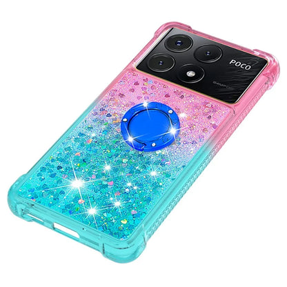 YB Quicksand Series-8 for Xiaomi Poco X6 Pro 5G / Redmi K70E 5G TPU Case Kickstand Gradient Phone Cover