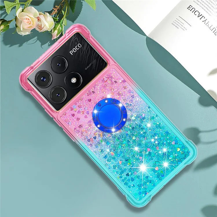 YB Quicksand Series-8 for Xiaomi Poco X6 Pro 5G / Redmi K70E 5G TPU Case Kickstand Gradient Phone Cover