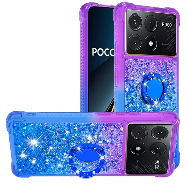 YB Quicksand Series-8 for Xiaomi Poco X6 Pro 5G / Redmi K70E 5G TPU Case Kickstand Gradient Phone Cover
