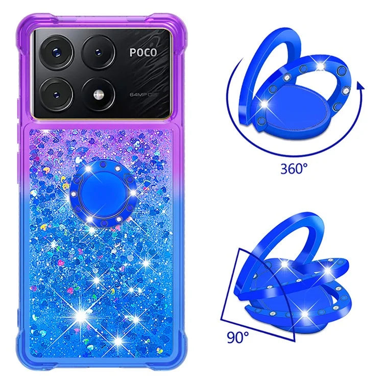 YB Quicksand Series-8 for Xiaomi Poco X6 Pro 5G / Redmi K70E 5G TPU Case Kickstand Gradient Phone Cover