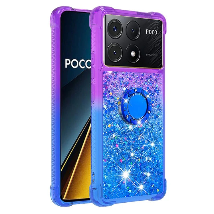 YB Quicksand Series-8 for Xiaomi Poco X6 Pro 5G / Redmi K70E 5G TPU Case Kickstand Gradient Phone Cover