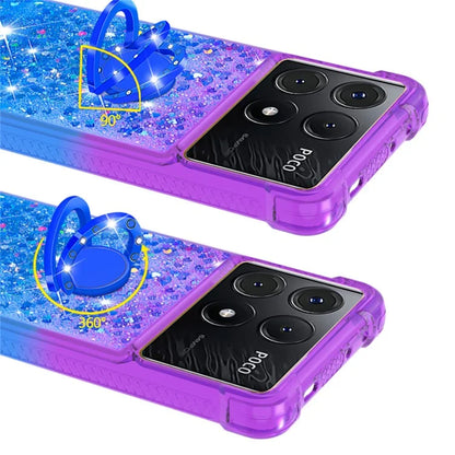 YB Quicksand Series-8 for Xiaomi Poco X6 Pro 5G / Redmi K70E 5G TPU Case Kickstand Gradient Phone Cover
