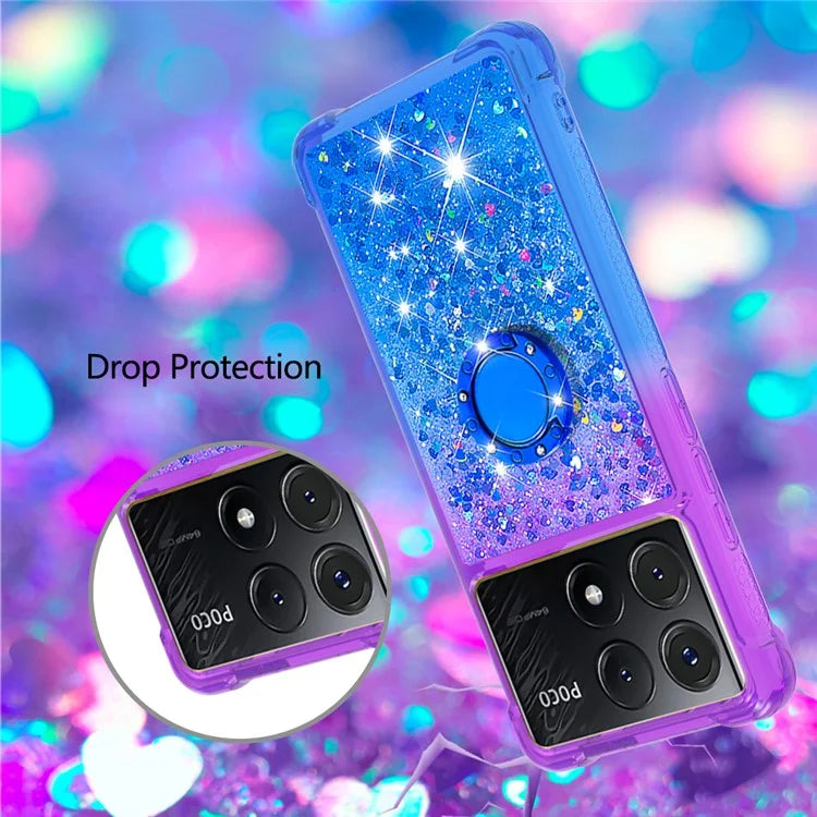 YB Quicksand Series-8 for Xiaomi Poco X6 Pro 5G / Redmi K70E 5G TPU Case Kickstand Gradient Phone Cover