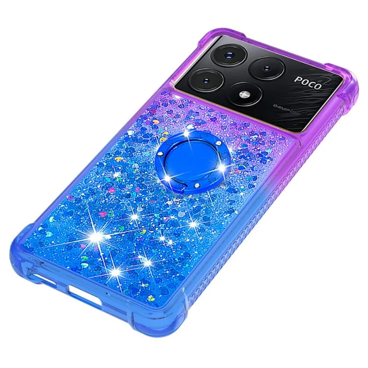YB Quicksand Series-8 for Xiaomi Poco X6 Pro 5G / Redmi K70E 5G TPU Case Kickstand Gradient Phone Cover