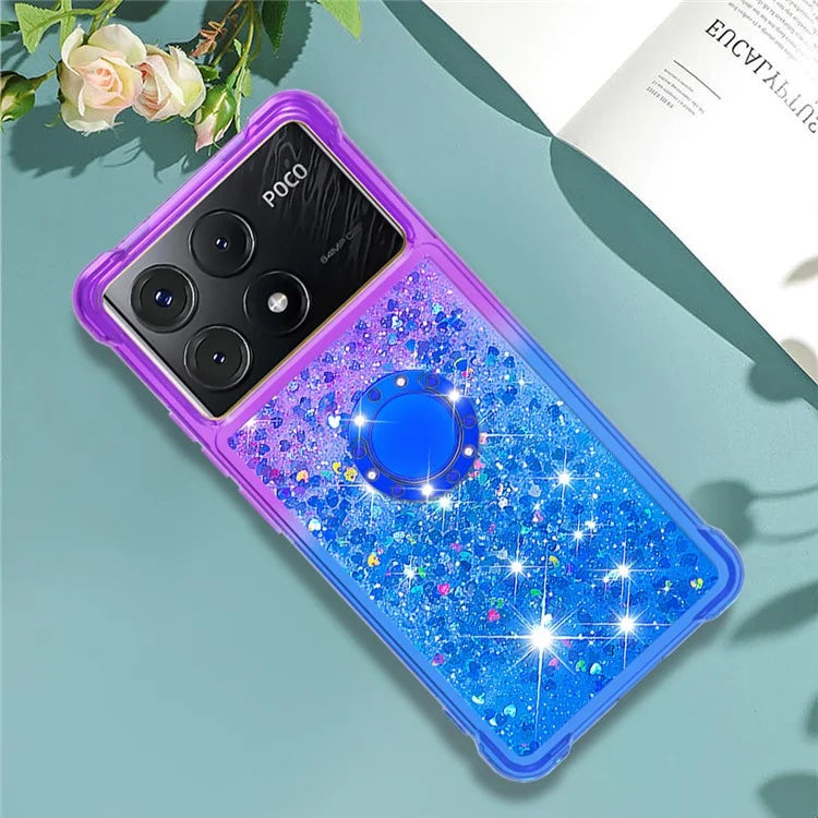 YB Quicksand Series-8 for Xiaomi Poco X6 Pro 5G / Redmi K70E 5G TPU Case Kickstand Gradient Phone Cover