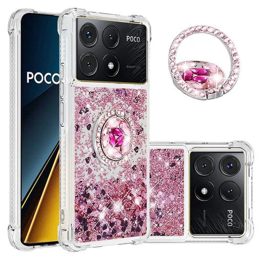 YB Quicksand Series-7 For Xiaomi Poco X6 Pro 5G / Redmi K70E 5G Case Kickstand TPU Phone Cover