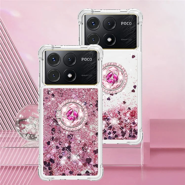 YB Quicksand Series-7 For Xiaomi Poco X6 Pro 5G / Redmi K70E 5G Case Kickstand TPU Phone Cover