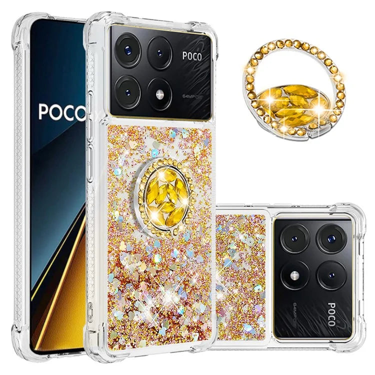 YB Quicksand Series-7 For Xiaomi Poco X6 Pro 5G / Redmi K70E 5G Case Kickstand TPU Phone Cover