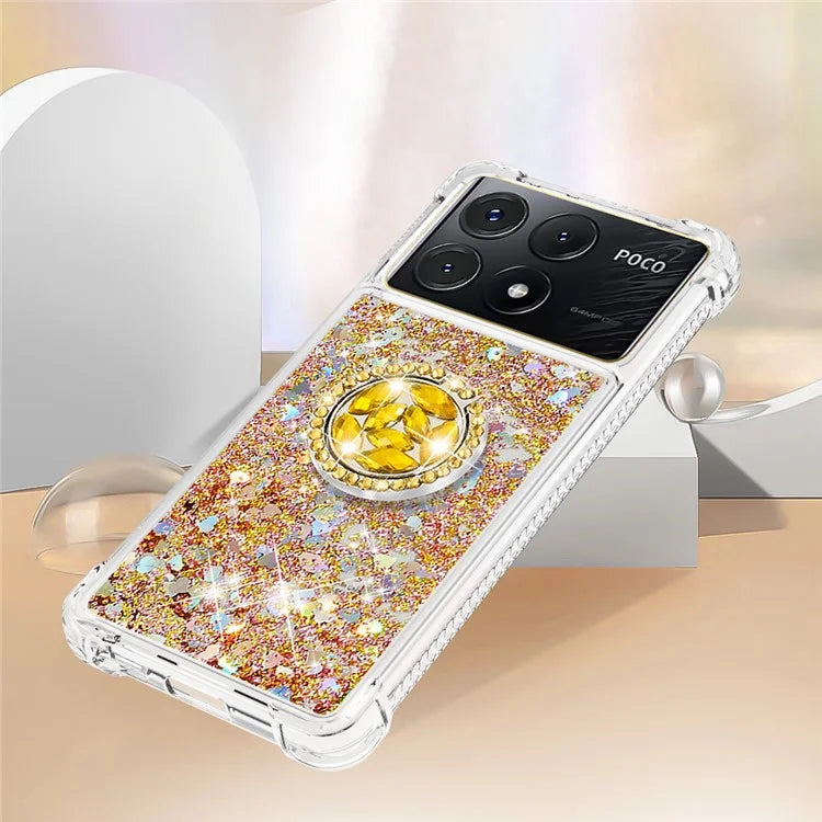 YB Quicksand Series-7 For Xiaomi Poco X6 Pro 5G / Redmi K70E 5G Case Kickstand TPU Phone Cover
