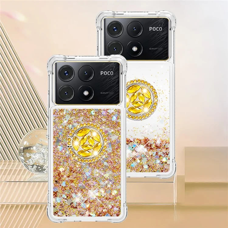 YB Quicksand Series-7 For Xiaomi Poco X6 Pro 5G / Redmi K70E 5G Case Kickstand TPU Phone Cover