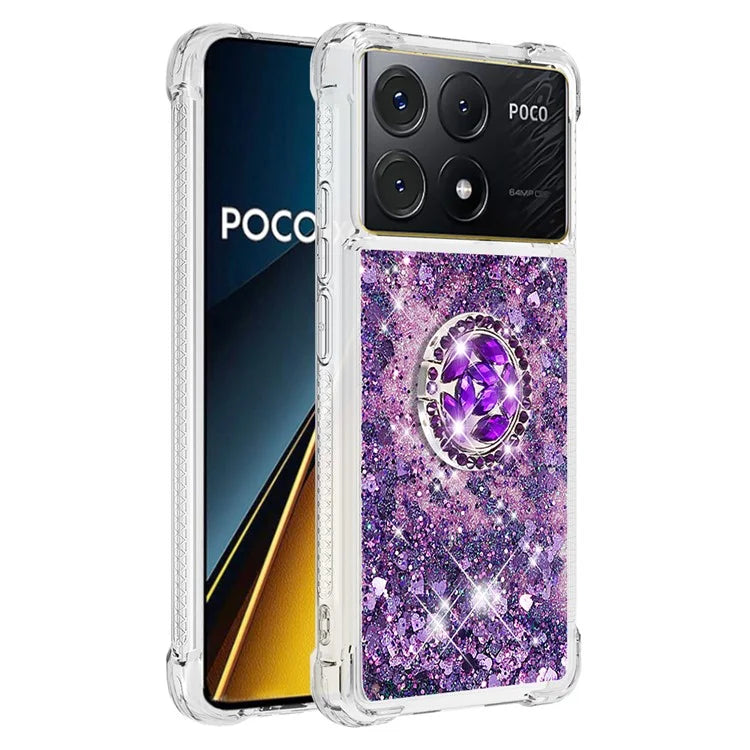 YB Quicksand Series-7 For Xiaomi Poco X6 Pro 5G / Redmi K70E 5G Case Kickstand TPU Phone Cover