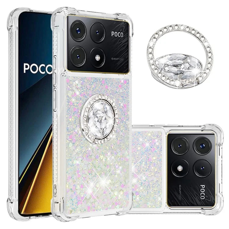 YB Quicksand Series-7 For Xiaomi Poco X6 Pro 5G / Redmi K70E 5G Case Kickstand TPU Phone Cover