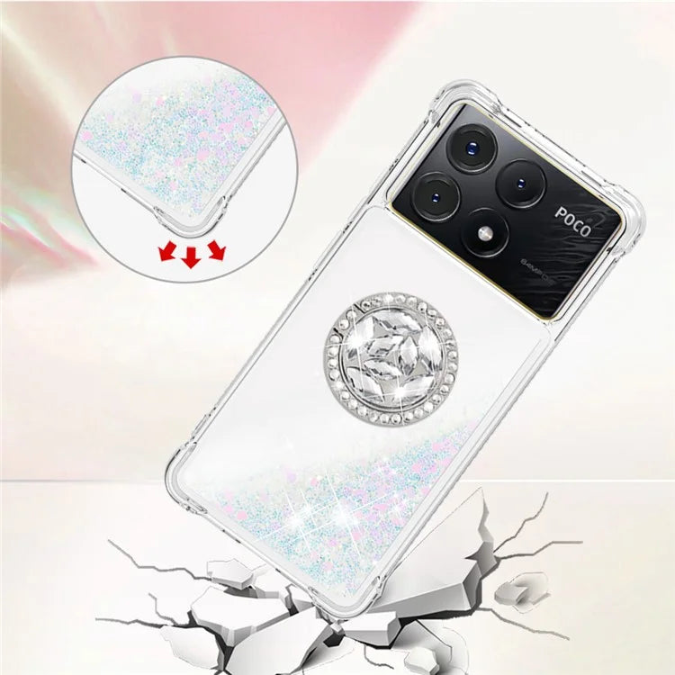 YB Quicksand Series-7 For Xiaomi Poco X6 Pro 5G / Redmi K70E 5G Case Kickstand TPU Phone Cover