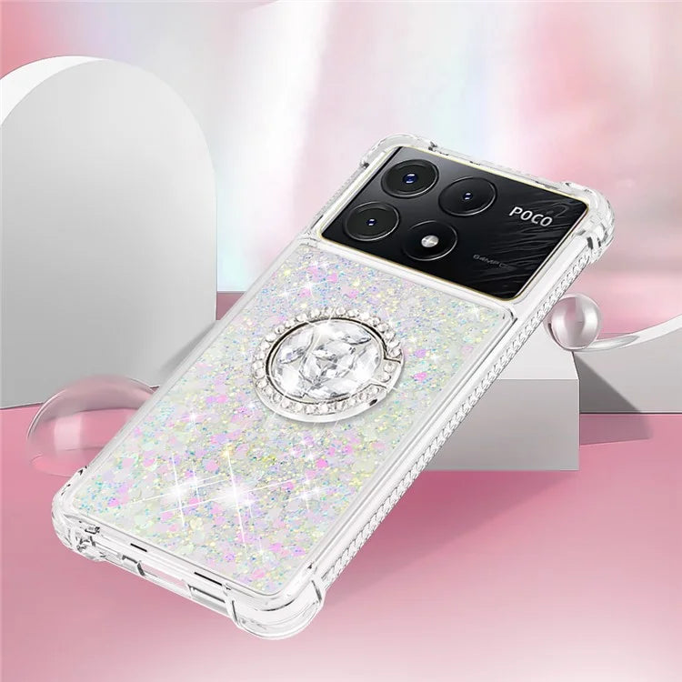 YB Quicksand Series-7 For Xiaomi Poco X6 Pro 5G / Redmi K70E 5G Case Kickstand TPU Phone Cover