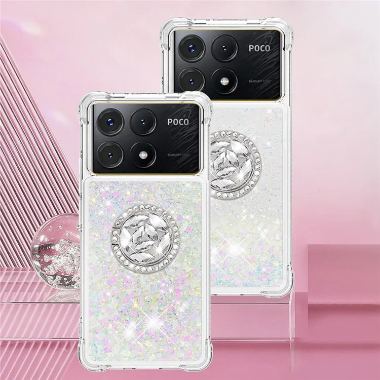 YB Quicksand Series-7 For Xiaomi Poco X6 Pro 5G / Redmi K70E 5G Case Kickstand TPU Phone Cover