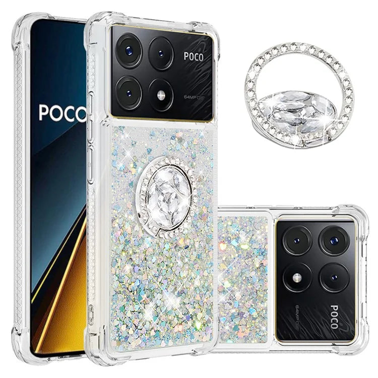 YB Quicksand Series-7 For Xiaomi Poco X6 Pro 5G / Redmi K70E 5G Case Kickstand TPU Phone Cover