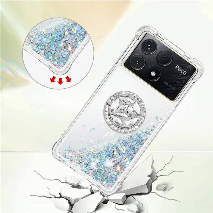 YB Quicksand Series-7 For Xiaomi Poco X6 Pro 5G / Redmi K70E 5G Case Kickstand TPU Phone Cover