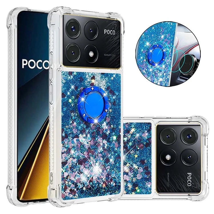 YB Quicksand Series-7 For Xiaomi Poco X6 Pro 5G / Redmi K70E 5G Case Kickstand TPU Phone Cover
