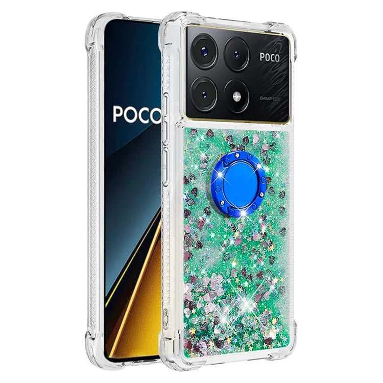 YB Quicksand Series-7 For Xiaomi Poco X6 Pro 5G / Redmi K70E 5G Case Kickstand TPU Phone Cover