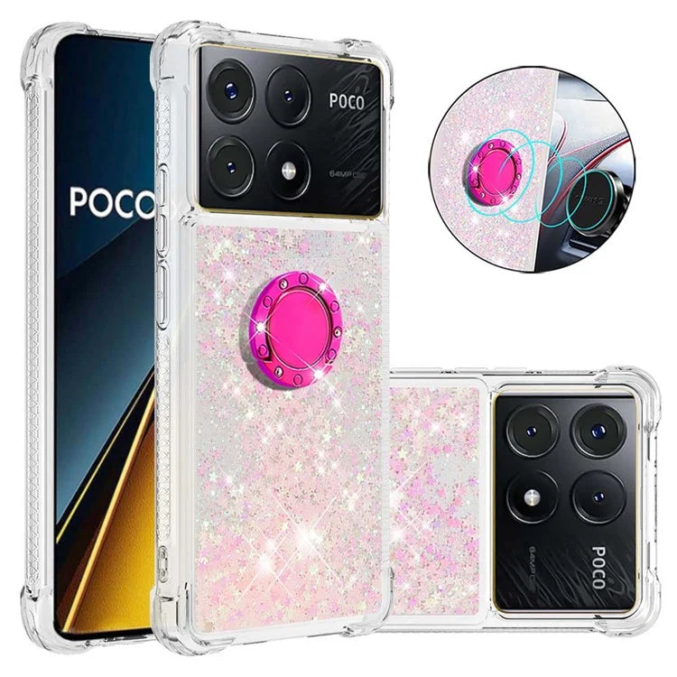 YB Quicksand Series-7 For Xiaomi Poco X6 Pro 5G / Redmi K70E 5G Case Kickstand TPU Phone Cover