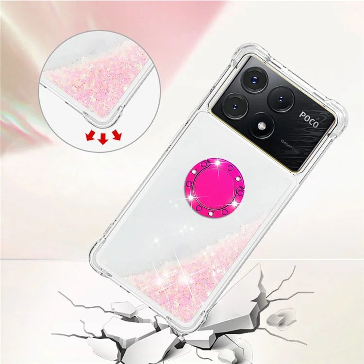 YB Quicksand Series-7 For Xiaomi Poco X6 Pro 5G / Redmi K70E 5G Case Kickstand TPU Phone Cover