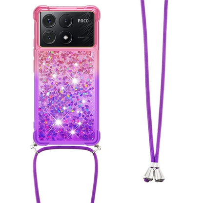 YB Quicksand Series-6 for Xiaomi Poco X6 Pro 5G / Redmi K70E 5G Case with Lanyard Soft TPU Phone Cover