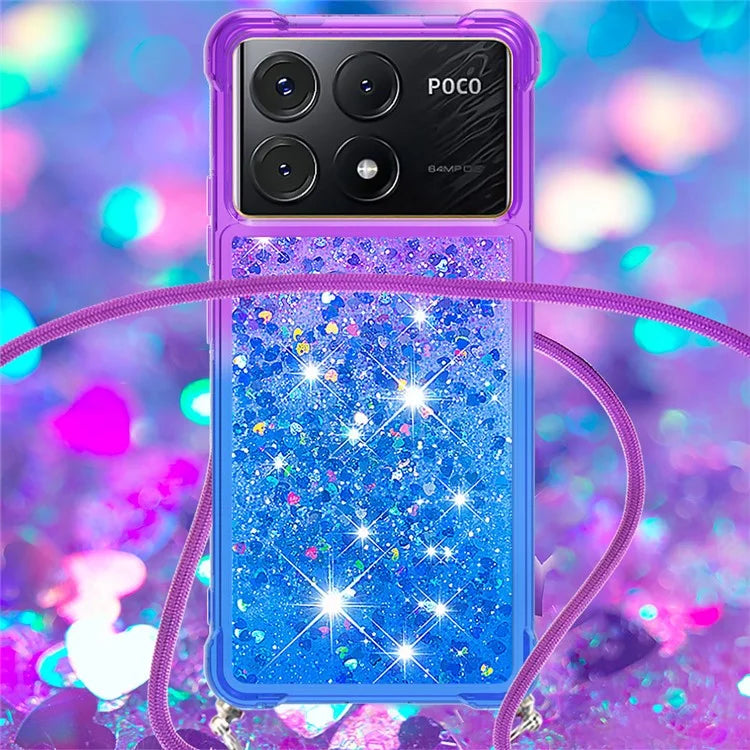YB Quicksand Series-6 for Xiaomi Poco X6 Pro 5G / Redmi K70E 5G Case with Lanyard Soft TPU Phone Cover