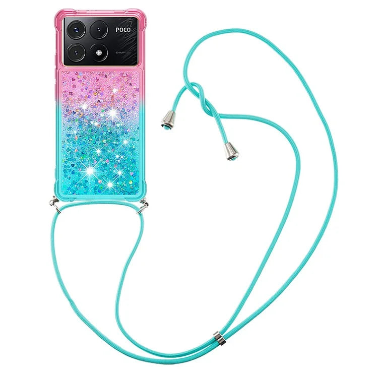 YB Quicksand Series-6 for Xiaomi Poco X6 Pro 5G / Redmi K70E 5G Case with Lanyard Soft TPU Phone Cover