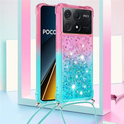 YB Quicksand Series-6 for Xiaomi Poco X6 Pro 5G / Redmi K70E 5G Case with Lanyard Soft TPU Phone Cover